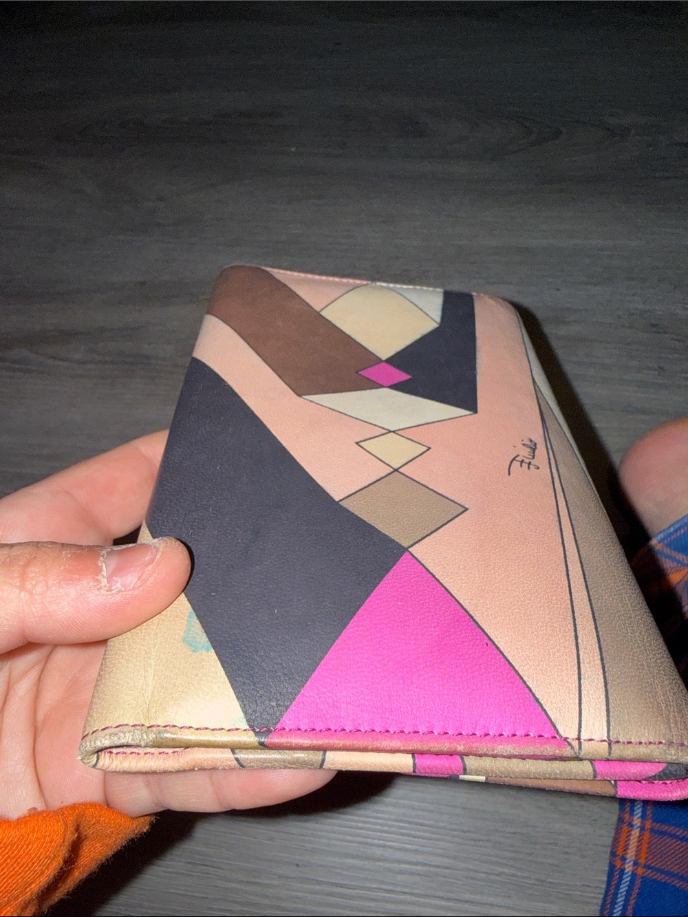 Emilio Pucci Pink Multi Geometric Foldover Large Wallet (callouts in picture) - Picture 2 of 5